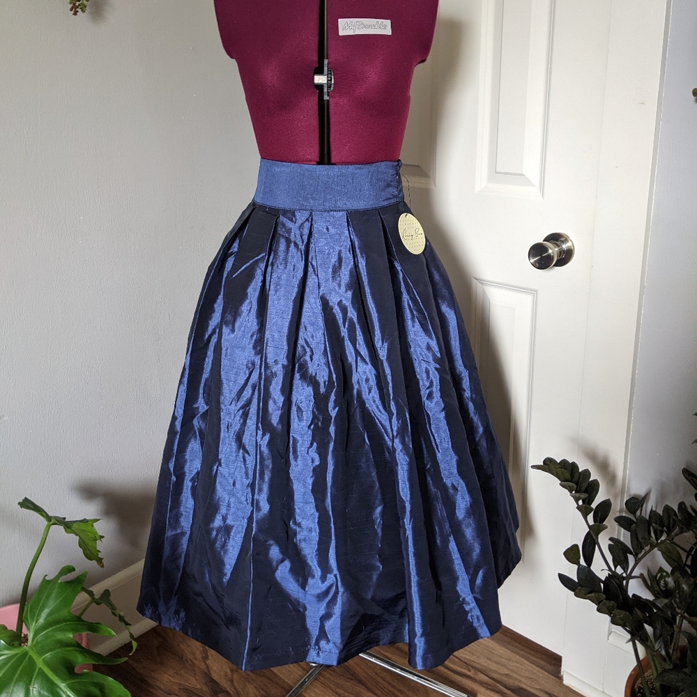 Lindy Bop midnight blue tea length skirt